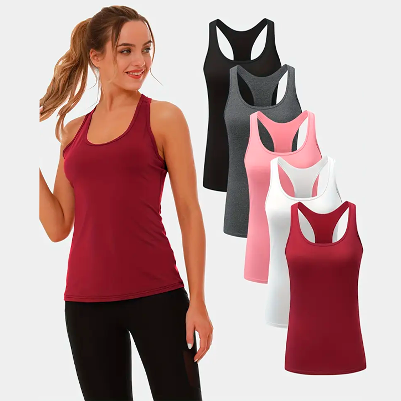 Conjunto de 5 Regatas Femininas Esportivas Moda Verão