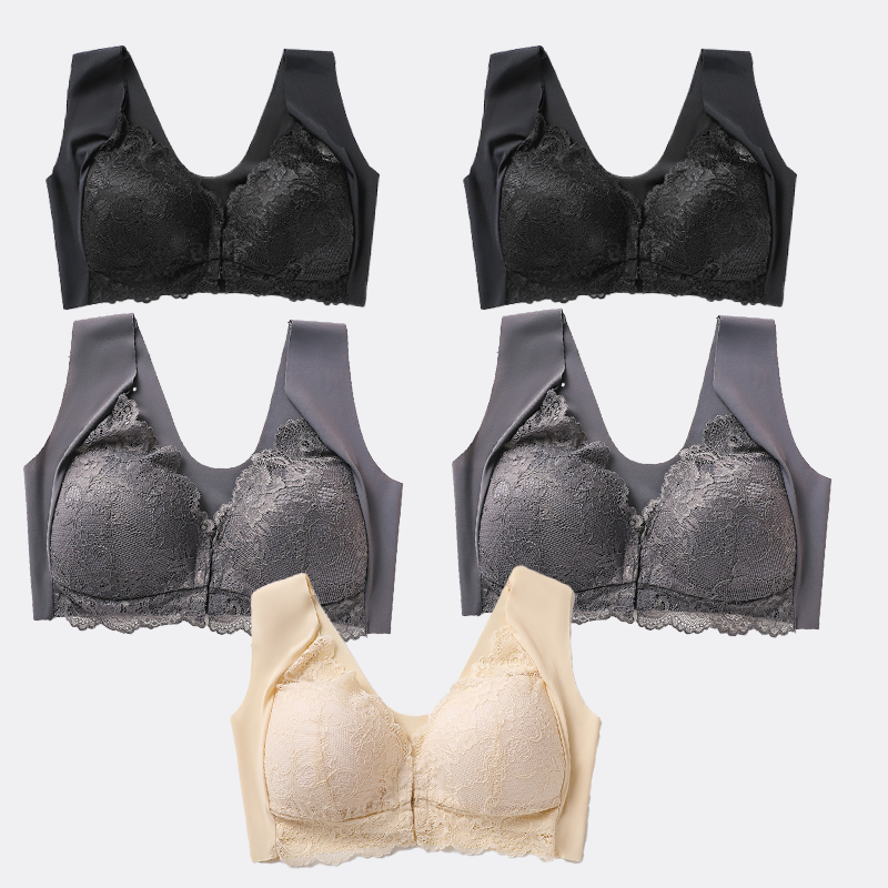 Kit 5 Sutiãs de Renda com Bojo Modelador Push Up Zero Marquinhas no Corpo