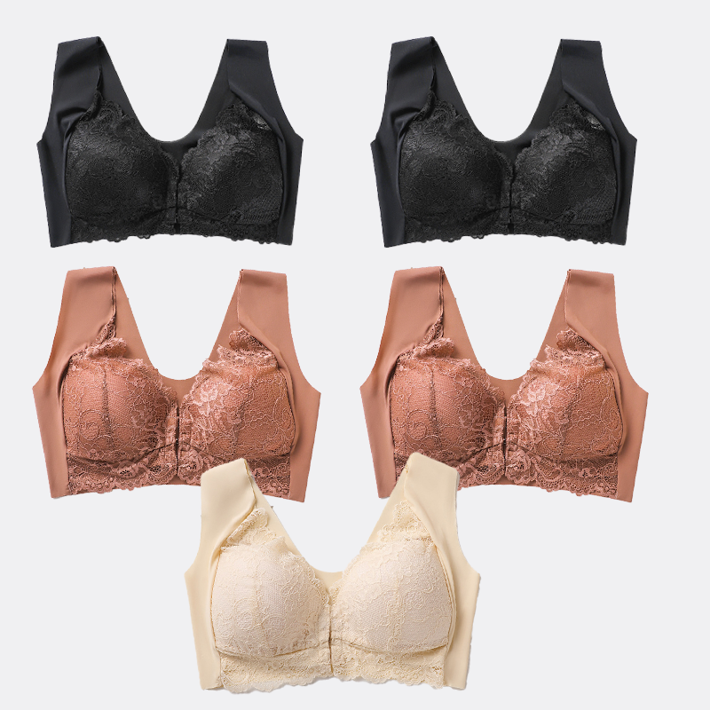 Kit 5 Sutiãs de Renda com Bojo Modelador Push Up Zero Marquinhas no Corpo