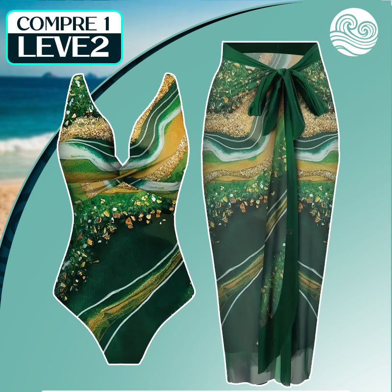 Maiô Modelador Estampado Lara +BRINDE: Saída de Praia Estampada