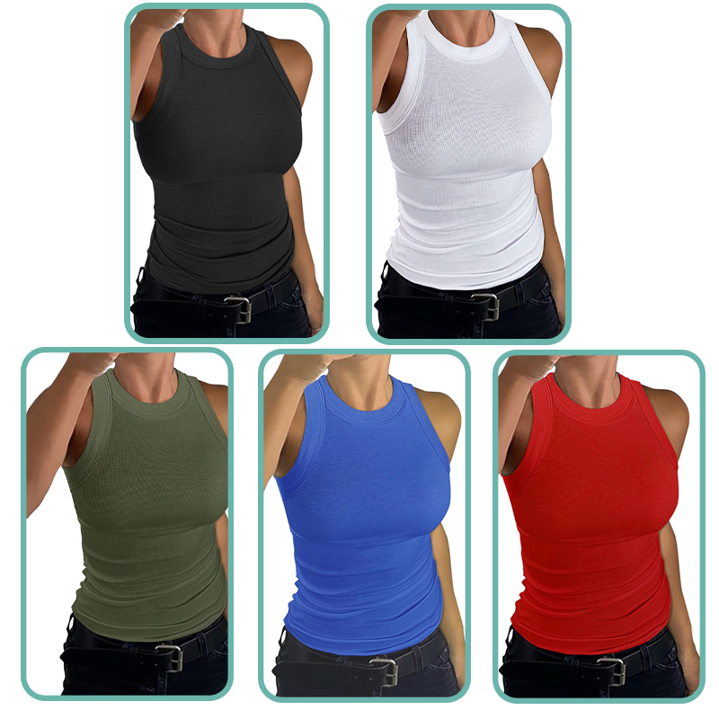 Conjunto 5 Camisetas Femininas Tecido Elástico e Fresquinho