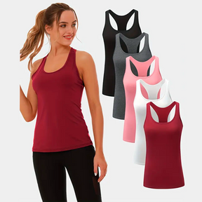 Conjunto de 5 Regatas Femininas Esportivas Moda Verão