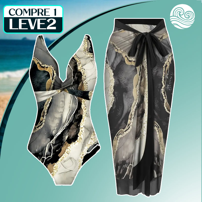 Maiô Modelador Estampado Lara +BRINDE: Saída de Praia Estampada