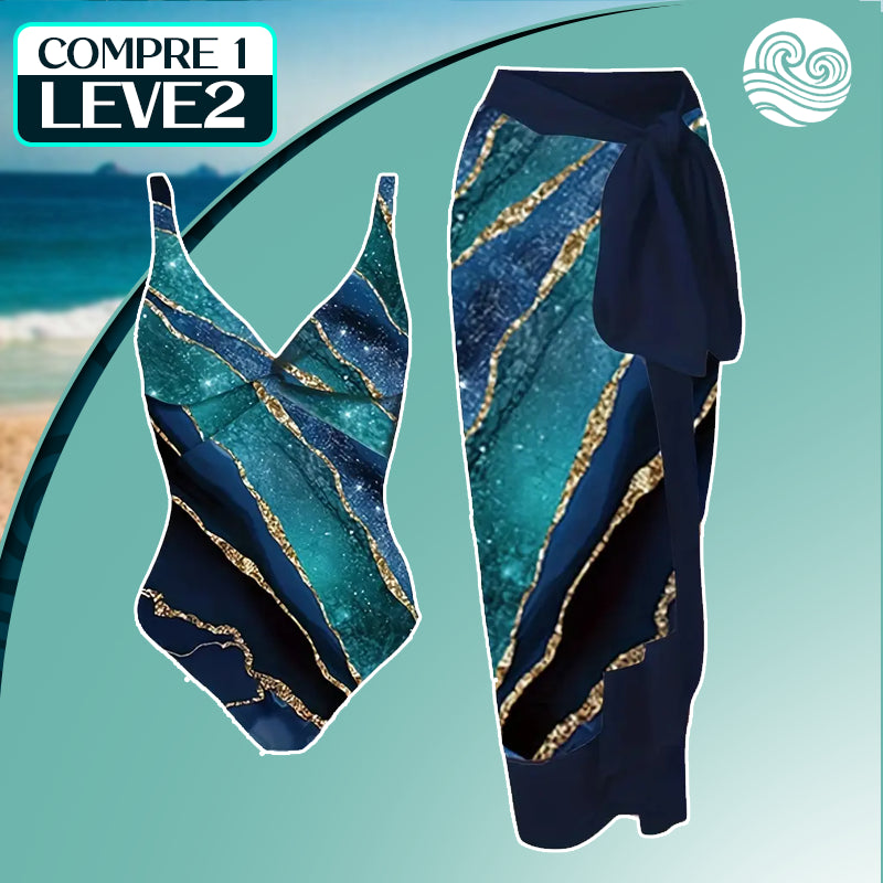 Maiô Modelador Estampado Lara +BRINDE: Saída de Praia Estampada