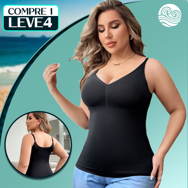 Conjunto de 4 Camisolas Femininas com Bojo Removível Sem Costura
