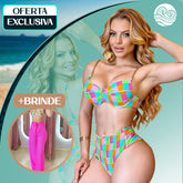 Biquíni HitSummer com Design Colorido +BRINDE: Calça Pantalona