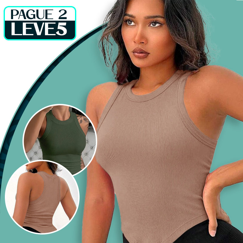 Conjunto 5 Camisetas Femininas Tecido Elástico e Fresquinho