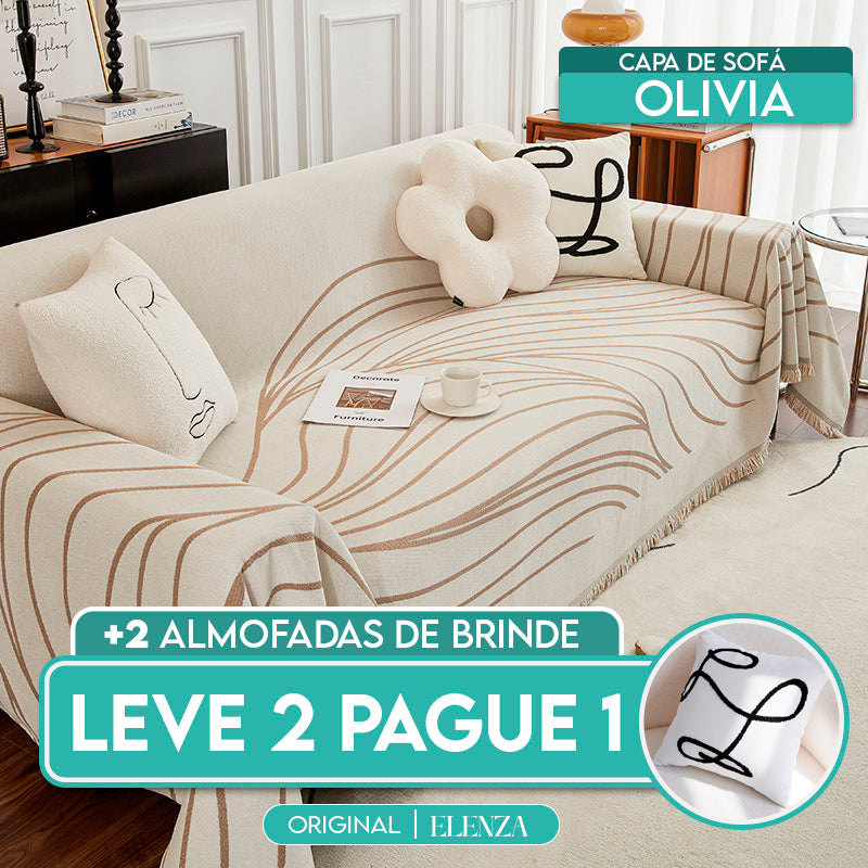 [Leve 2 Pague 1] Capa de Sofá Olivia (Toque Suave Que Abraça Seu Sofá!) +BRINDE: 2 Capas de Almofadas